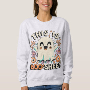 Niedliches Halloween Retro Groovy Floral Ghost Sweatshirt