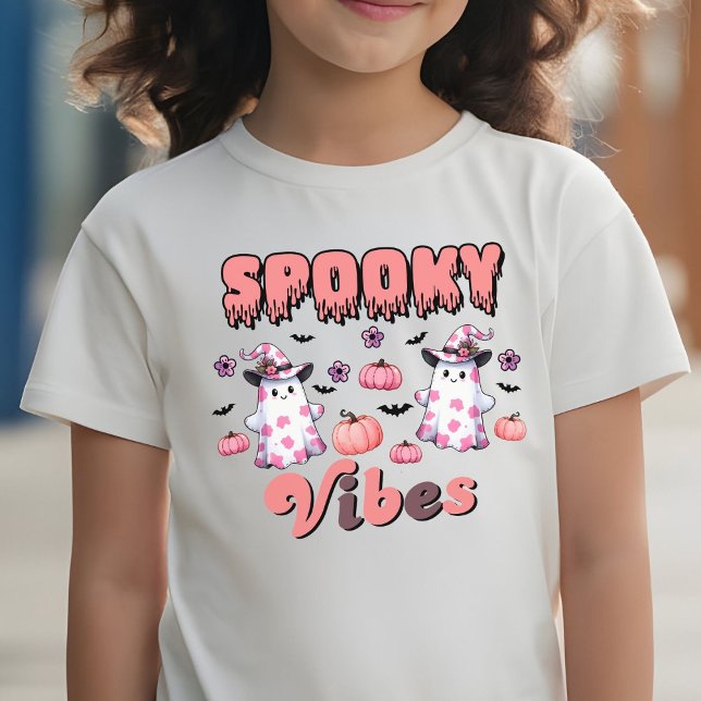 Niedliches Halloween Retro Spooky Vibes Ghosts Pin T-Shirt (Von Creator hochgeladen)