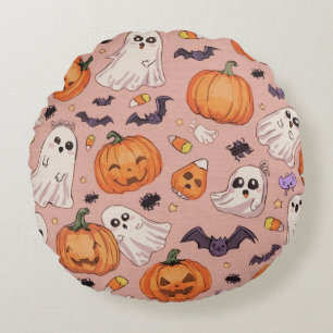 Niedliches Halloween Rundkissen - Pumpkins und Gei Rundes Kissen