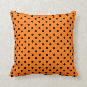 Niedliches Halloween-Schwarz-Polka-Punkte-Orange Kissen