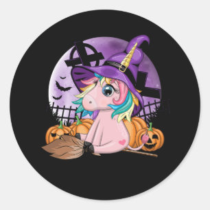 Niedliches Halloween Shirt Girls Women Witchy Unic Runder Aufkleber