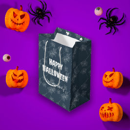 Niedliches Halloween-Spinnennetz auf grau, kundens Mittlere Geschenktüte