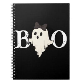 Niedliches Halloween-Spiral-Notebook - "Boo"-Geist Notizblock