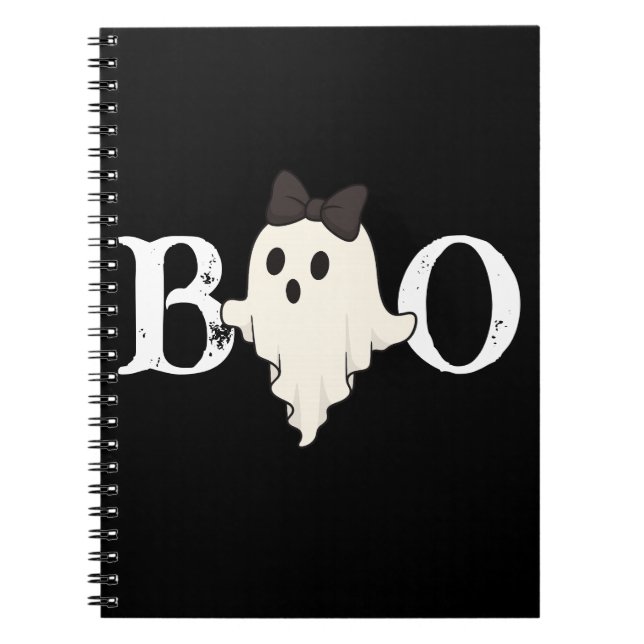Niedliches Halloween-Spiral-Notebook - "Boo"-Geist Notizblock (Vorderseite)