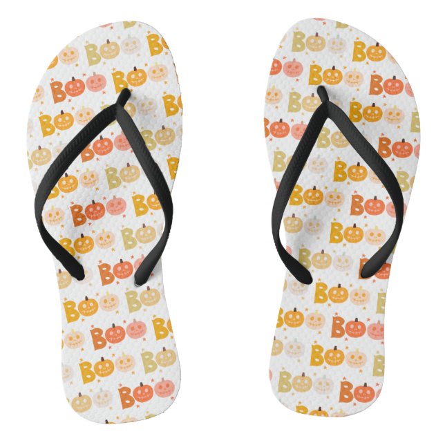 Niedliches Halloween Spooky Boo Creepy Pumpkin Flip Flops (Fußbett)