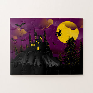 Niedliches Halloween Spuk Haus Vollmond Puzzle