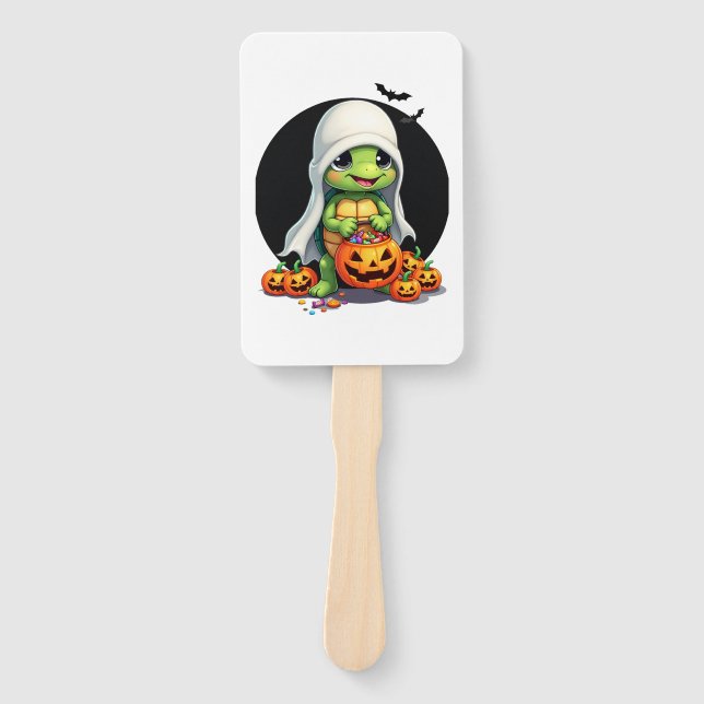 Niedliches Halloween Turtle Ghost mit Candy (7) Fächer (Vorderseite)