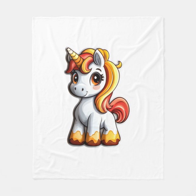 Niedliches Halloween Unicorn Candy Corn Horn Magic Fleecedecke (Vorderseite)