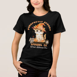 Niedliches Halloween Vibes Kitty Witch Hat Purrfec Tri-Blend Shirt