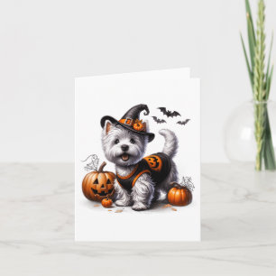 Niedliches Halloween Westie T-Shirt West Terrier D Karte