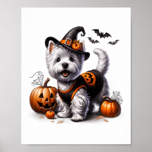 Niedliches Halloween Westie T-Shirt West Terrier D Poster (Vorne)
