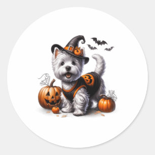 Niedliches Halloween Westie T-Shirt West Terrier D Runder Aufkleber