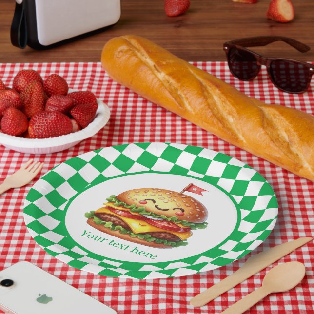 Niedliches Hamburger-Party individuell anpassbar Pappteller (Picknick)