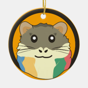 Niedliches Hamstergesicht mit farbigem Fell: Tierl Keramik Ornament