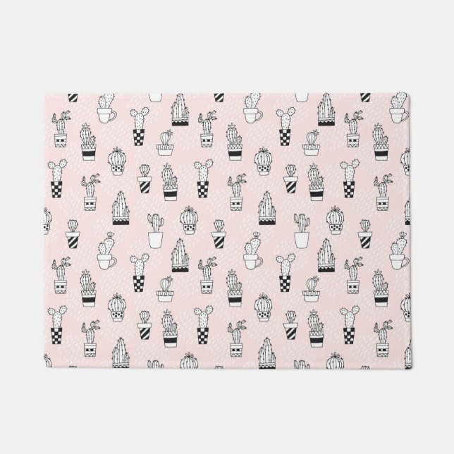 Niedliches handgezeichnetes Kakteen-Muster Fußmatte (Vorderseite)