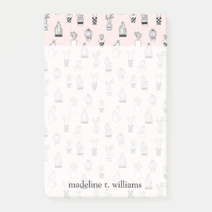 Niedliches handgezeichnetes Kakteen-Muster Post-it Klebezettel