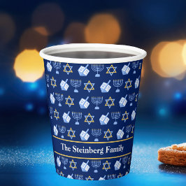 Niedliches Hanukkah Dreidel Menorah Muster kundens Pappbecher
