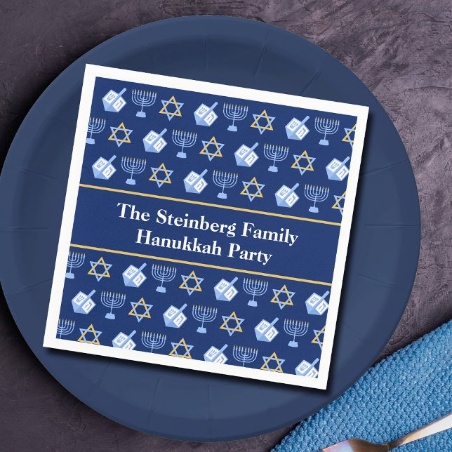 Niedliches Hanukkah Dreidel Menorah Muster kundens Serviette (Von Creator hochgeladen)