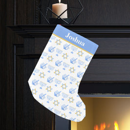 Niedliches Hanukkah-Muster Personalisierte jüdisch Kleiner Weihnachtsstrumpf