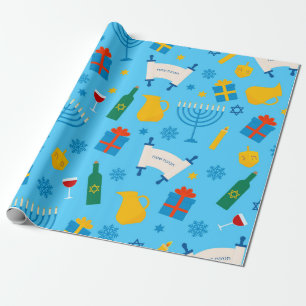Niedliches Hanukkah-Musterpapier Geschenkpapier