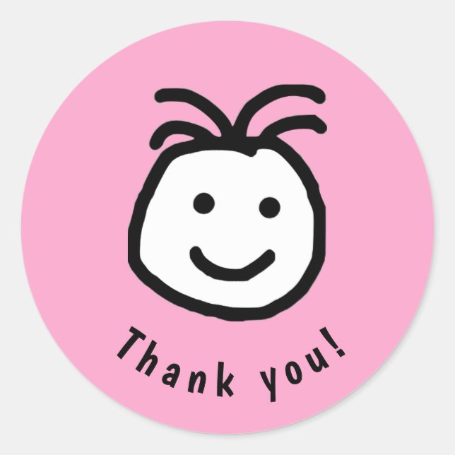 Niedliches Happy Face Danke Pink Runder Aufkleber (Vorderseite)