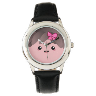 Niedliches Happy Face Kawaii Japanische Cartoon Pu Armbanduhr
