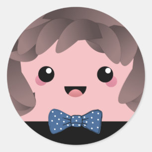 Niedliches Happy-Gesicht Kawaii Japanischer Cartoo Runder Aufkleber