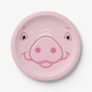 Niedliches Happy Pink Pig Face Pappteller