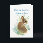 Niedliches Häschen-Kaninchen Feiertagskarte<br><div class="desc">Dieses kleine Kaninchen will,  um fröhliche Ostern für Schwägerin und Dank für Sein zu sagen alle Ohren</div>