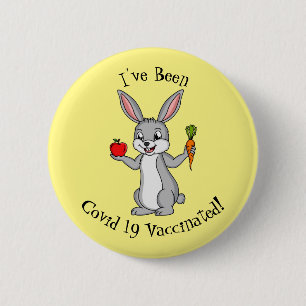 Niedliches Hasen mit Gemüse Cartoon Button