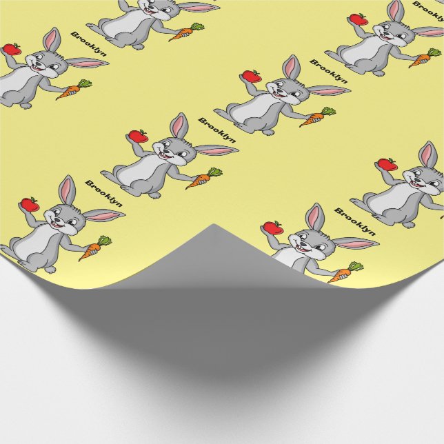Niedliches Hasen mit Gemüse Cartoon Geschenkpapier (Ecke)