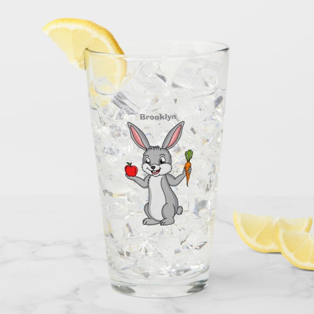 Niedliches Hasen mit Gemüse Cartoon Glas (Vorderseite Ice)