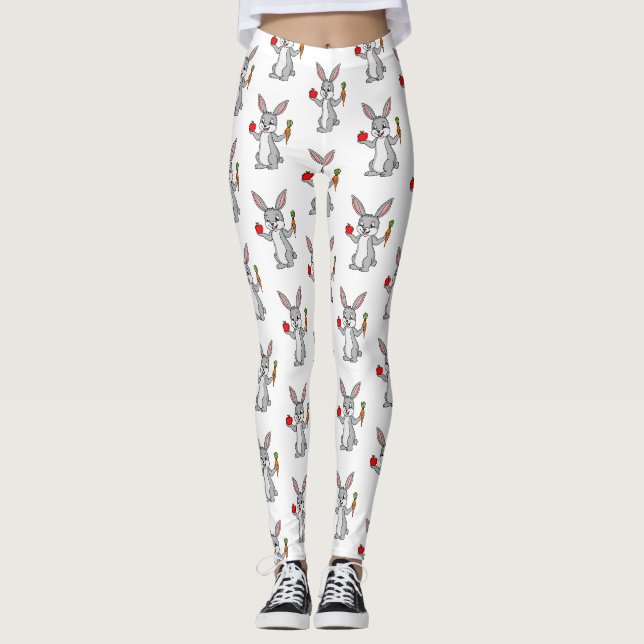 Niedliches Hasen mit Gemüse Cartoon Leggings (Vorderseite)