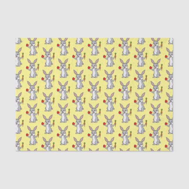 Niedliches Hasen mit Gemüse Cartoon Seidenpapier (Vorderseite)