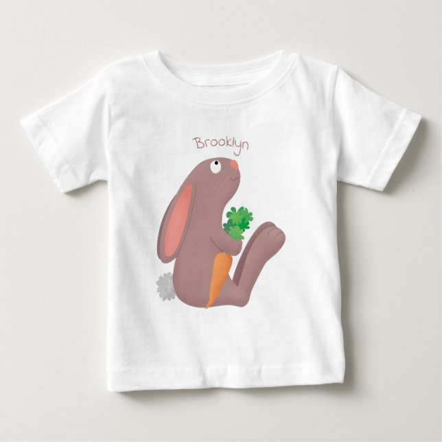 Niedliches Hasen mit KarottenCartoon Baby T-shirt (Vorderseite)