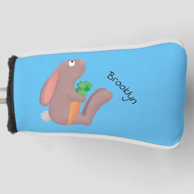 Niedliches Hasen mit KarottenCartoon Golf Headcover (Vorderseite)