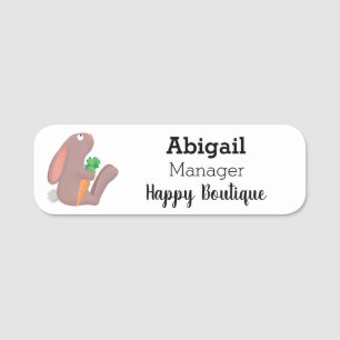 Niedliches Hasen mit KarottenCartoon Namensschild