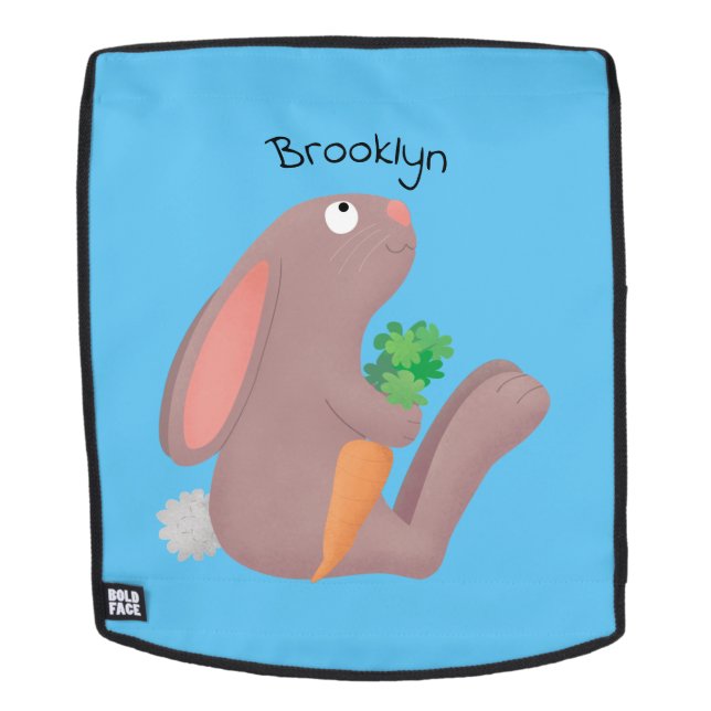 Niedliches Hasen mit KarottenCartoon Rucksack (Abnehmbare Front)