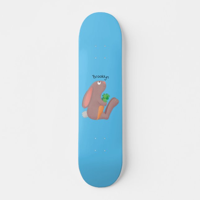 Niedliches Hasen mit KarottenCartoon Skateboard (Vorne)