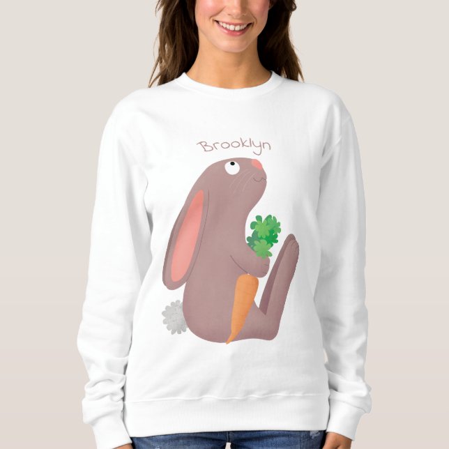 Niedliches Hasen mit KarottenCartoon Sweatshirt (Vorderseite)