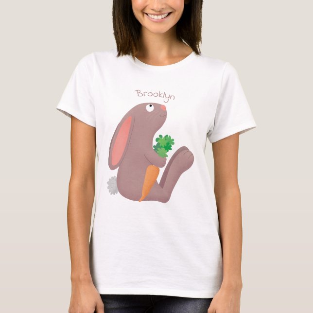 Niedliches Hasen mit KarottenCartoon T-Shirt (Vorderseite)