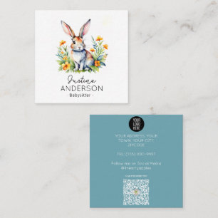 Niedliches Hasen mit warmen Farben Babysitter Quadratische Visitenkarte