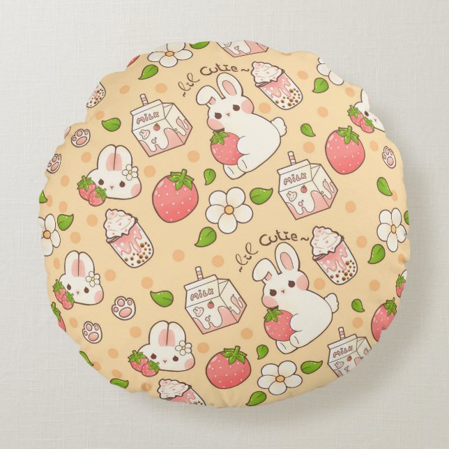 niedliches Hasendesign Rundes Kissen (Vorderseite)