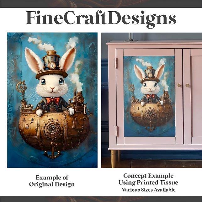 Niedliches Hasenhembit im Boot G2R-Dekoupage Seidenpapier (Von Creator hochgeladen)