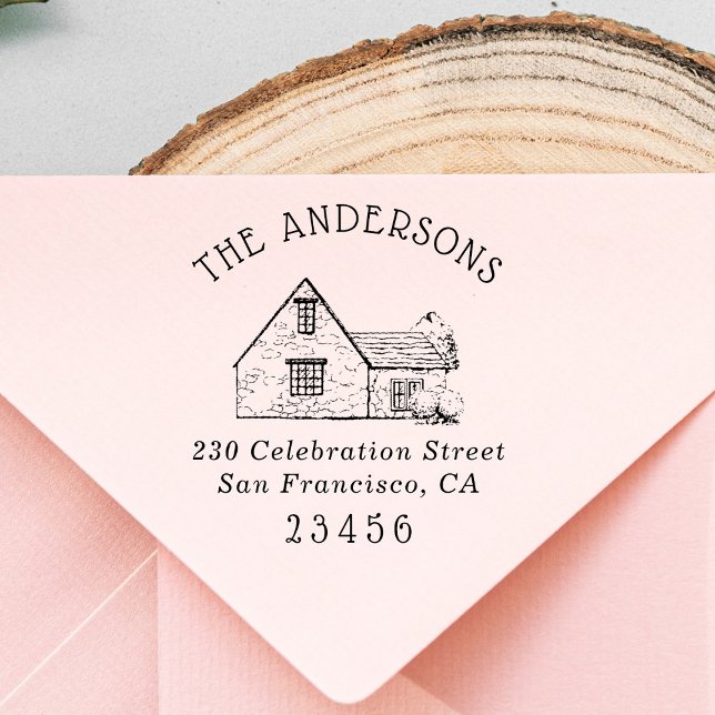 Niedliches Haus | Benutzerdefinierter Familienname Gummistempel (Von Creator hochgeladen)