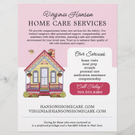 Niedliches Haus Caregiver Caretaker Services Rosa  Flyer