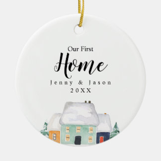 Niedliches Haus Unser erstes Zuhause Botanisches O Keramik Ornament