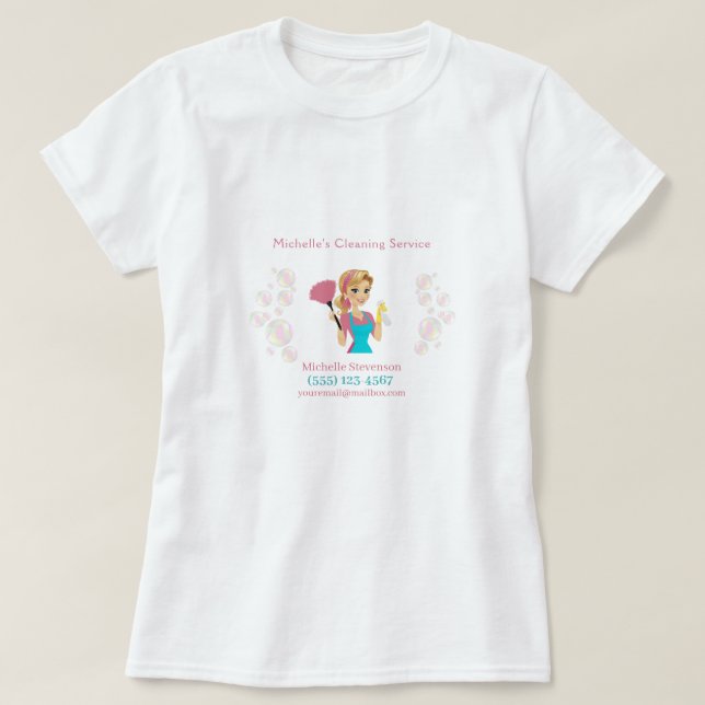 Niedliches Haushaltshaus Rosa Glitzer Reinigungsse T-Shirt (Design vorne)