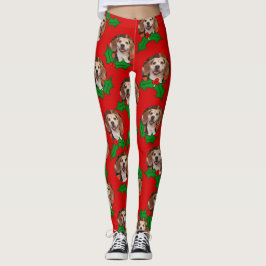 Niedliches Haustier-Foto Rote Grüne Weihnachten Leggings