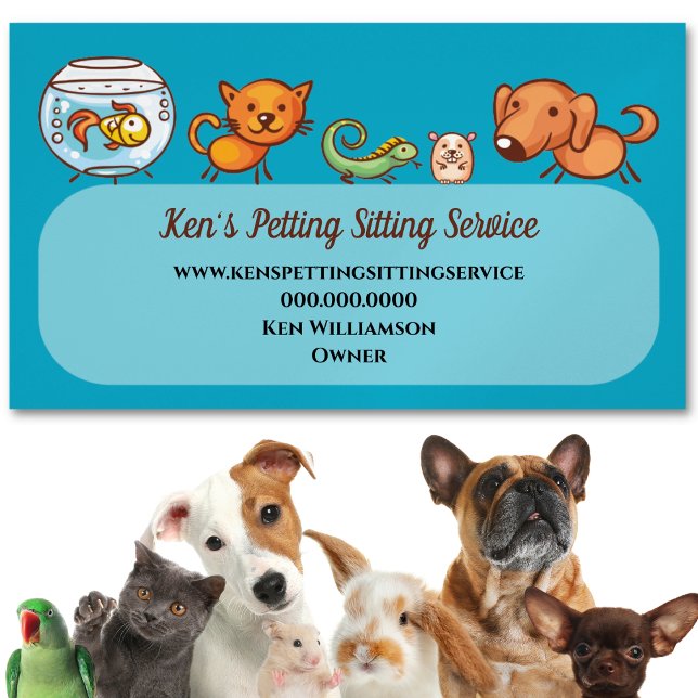 Niedliches Haustier Tierpflege Hunde laufen Visitenkarte (Cute and adorable pet sitter service card for your clients and future clients. )